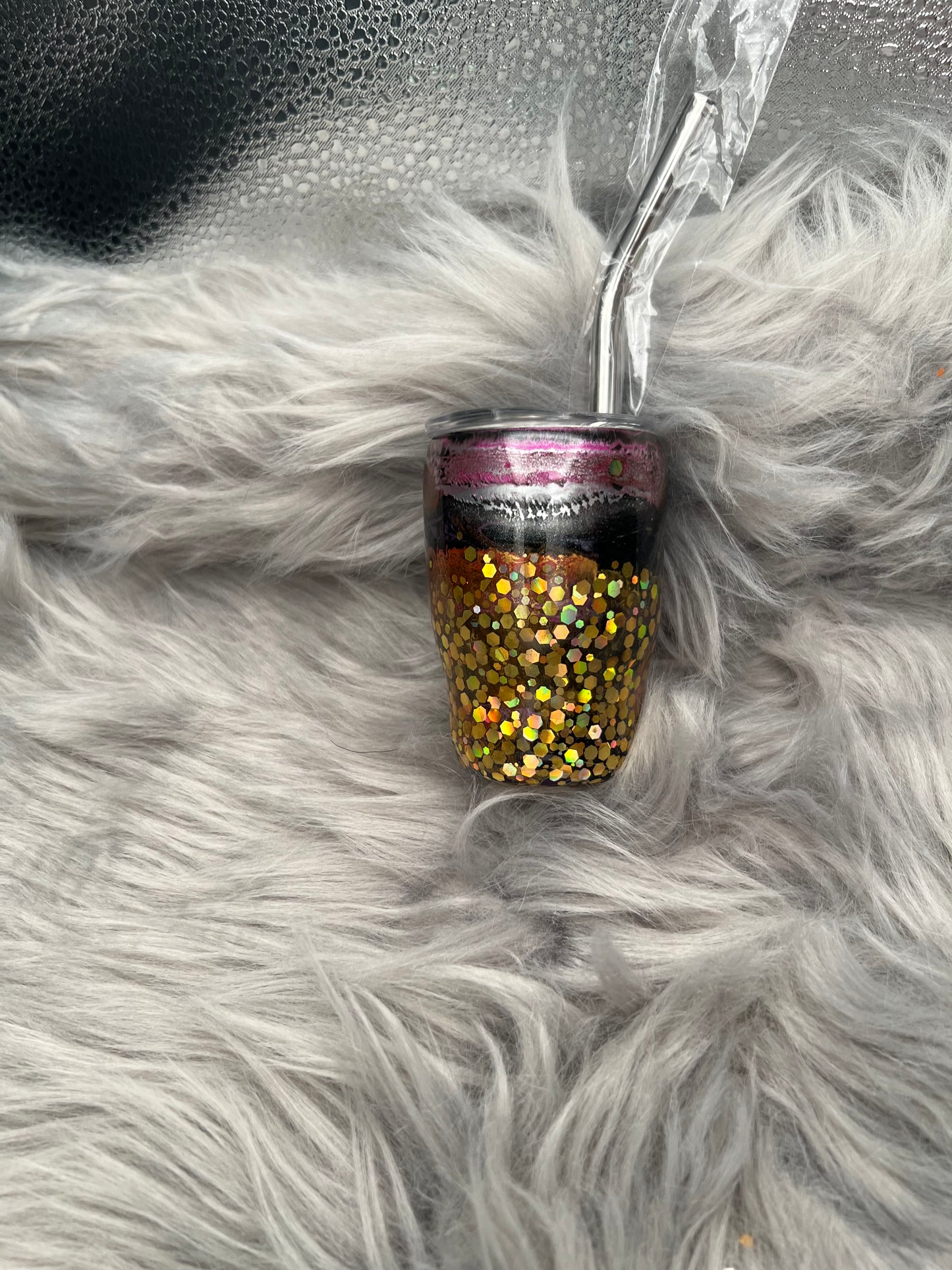 3oz Mini Tumbler, shot glass with gold glitter